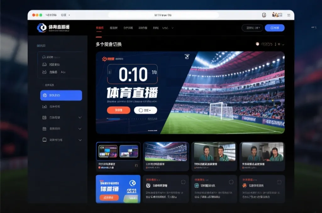 直播间预热倒计时与多机位互动界面概念图